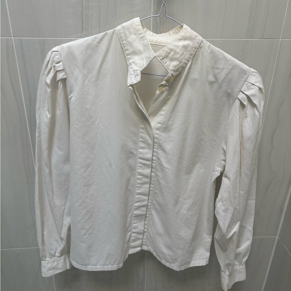 Vintage White Button-Up Blouse from France